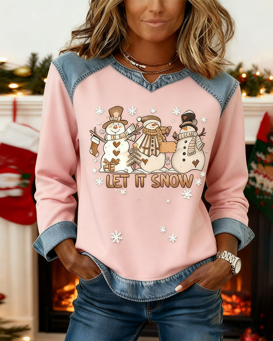 Swearshirt Med Denim-Lappearbejdstryk