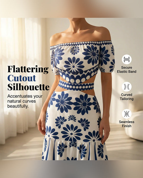 Kjole Off-Shoulder Blomstrende Udskæring