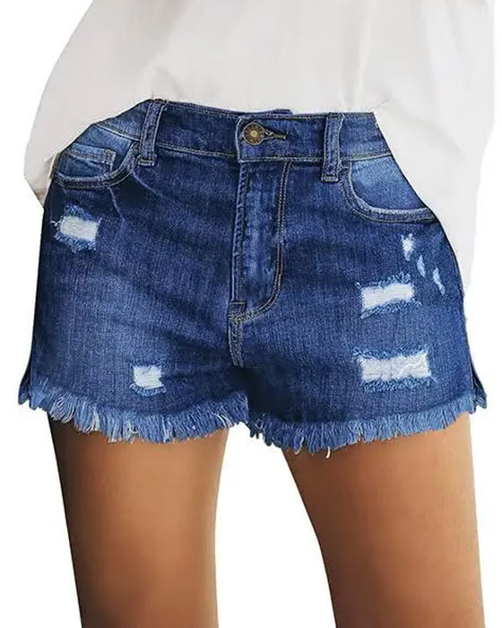 Shorts Rå Kant Denim