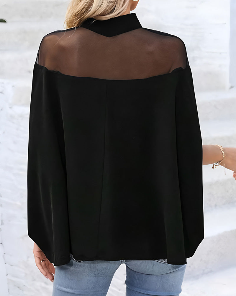Bluse Gennemsigtig Cold Shoulder Dolmanærme