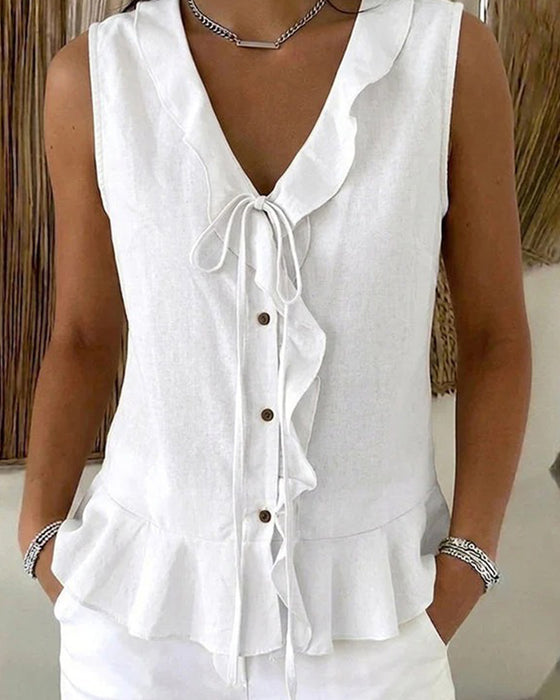 Tank Top Ruffle Slips Ærmeløs