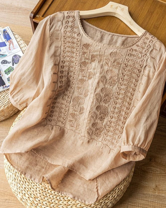 T-Shirt Retro Åndbar Rund Hals