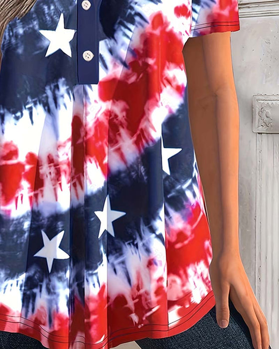 Bluser Tie-Dye Henley Kortærmet