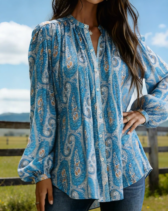 Bluse Boho Cashew Blomst Tryk