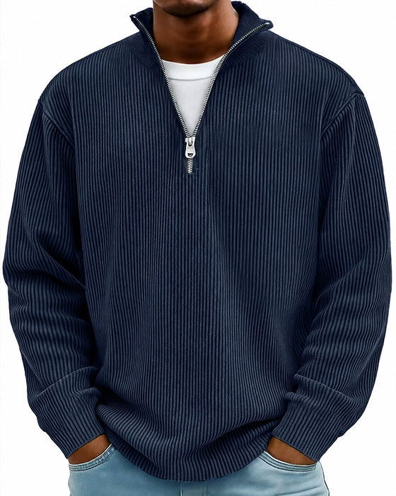 Herre Sweatshirt Lynlås Krave Lang Ærme