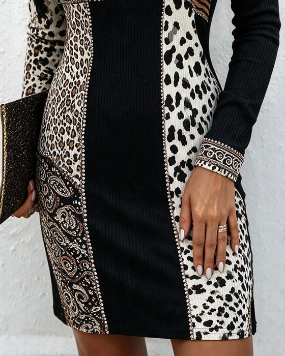 Kjole Med Hætte Leopardprint Lynlås