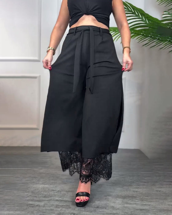 Bukser Med Spetskant og Slids