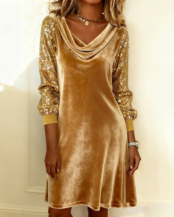 Kjole elegant fløjl og pailletter