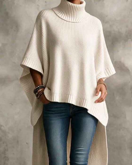 Pullover Turtleneck Cape Uregelmæssig
