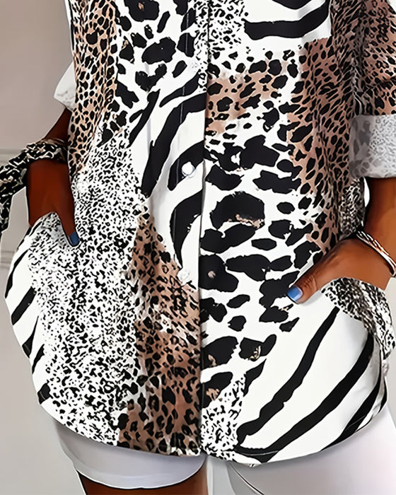 Bluse Zebra Og Leopard Tryk Løs