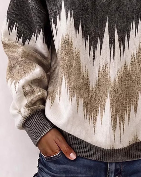 Sweatshirt Krave Lynlås Farveblok Løs Pasform