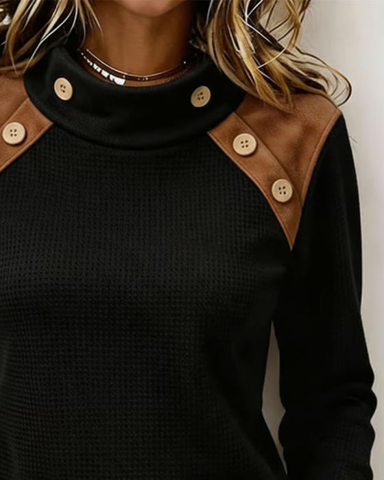 Sweatshirt Skulderknap Sammensat Mockhals