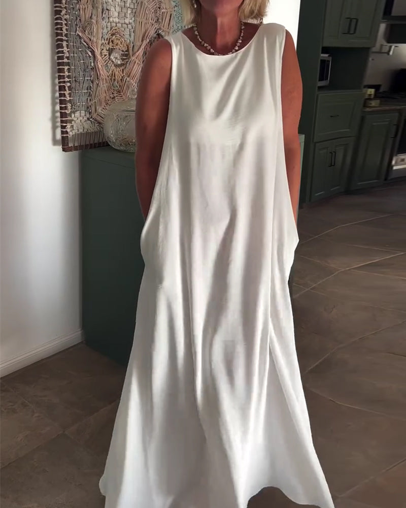 Kjole Ærmeløs Løs Draperet Lang