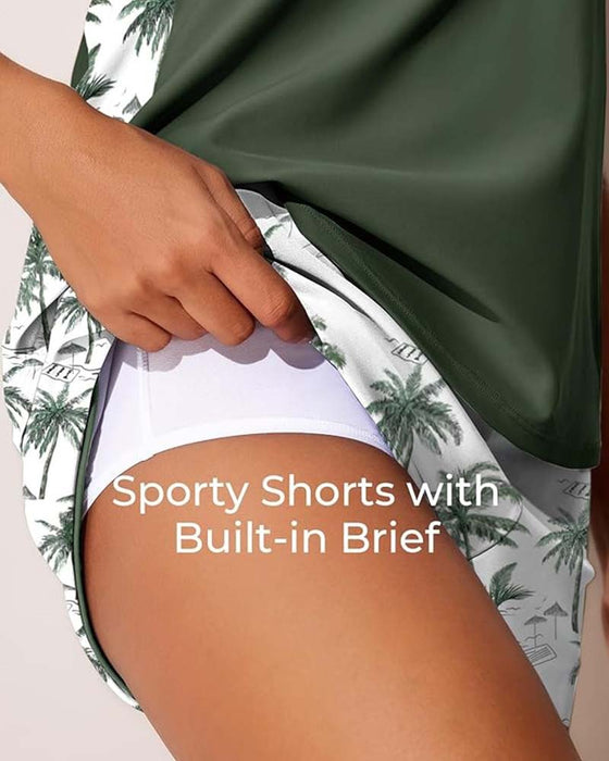 Tankini Farveblok Boyleg Trykt