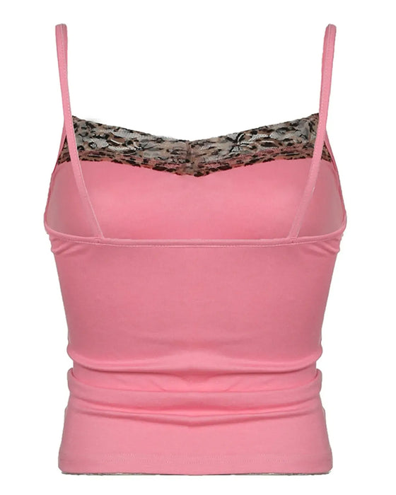 Cami Top Spicy Pige Leopardmønster Patchwork