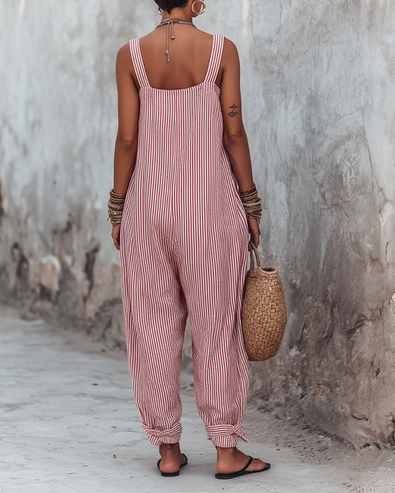 Jumpsuit Bred Strop Stribede Overall