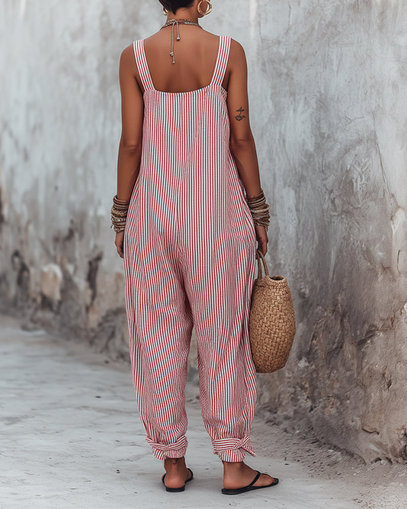Jumpsuit Bred Strop Stribede Overall
