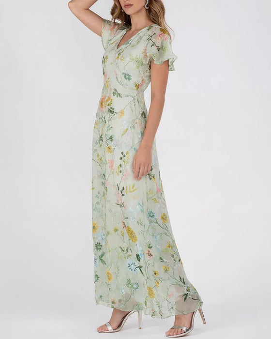 Kjole Ruffle Blomstret Tryk