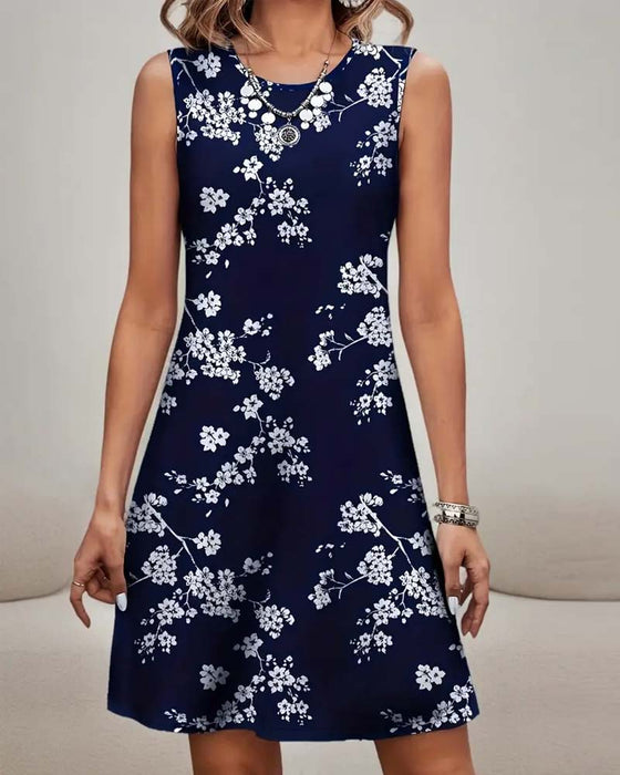 Kjole Ærmeløs Slank Tryk