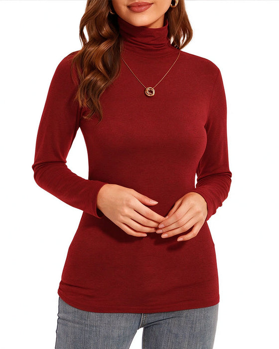 Top Ensfarvet Halv Turtleneck Base