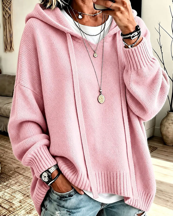 Pullover Hætte Snor Drop Skulder Løs