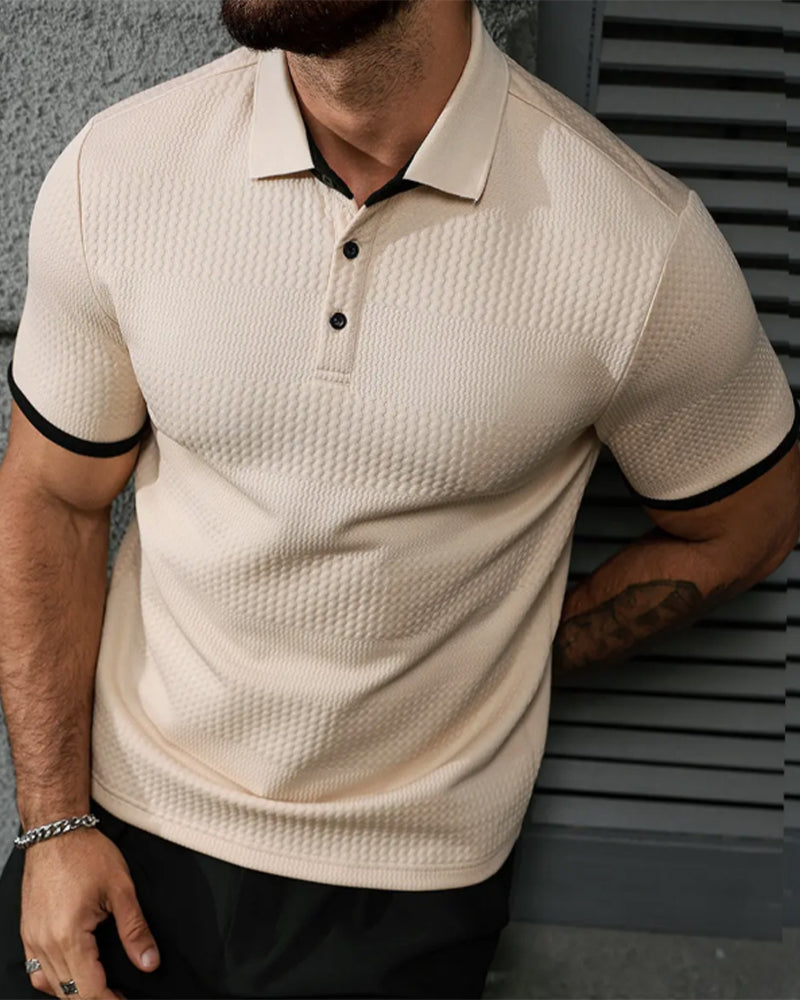 Herre T-Shirt, Afslappet, Med Krave, Korte Ærmer