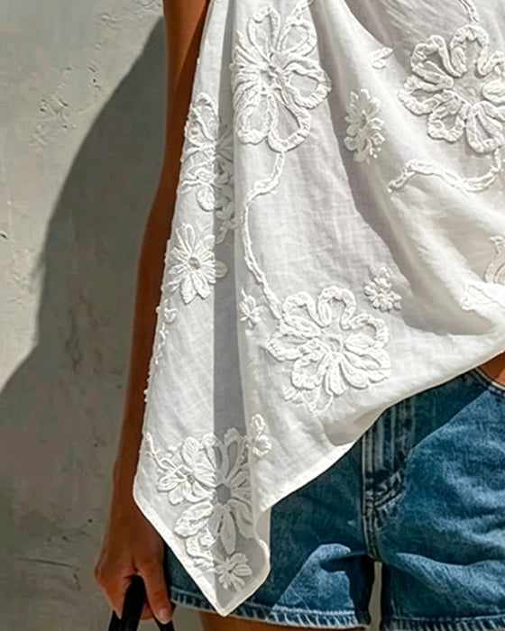 Bluse Tredimensionel Blomst Enskulder