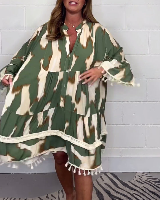 Afslappet kjole med vintage print