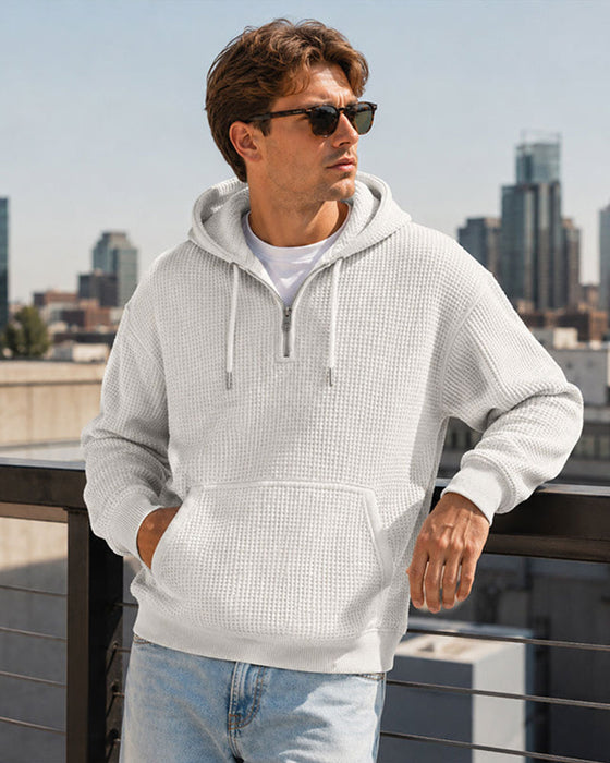 Hoodie Herre Ensfarvet Lynlås Pullover