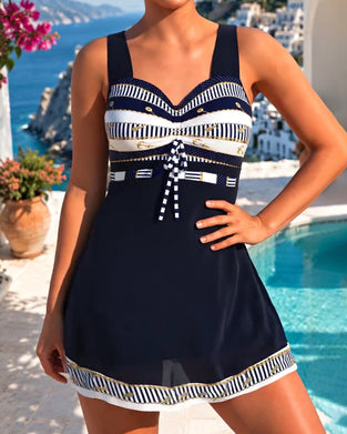 Swimdress Tankini Slips Stribe Nederdel