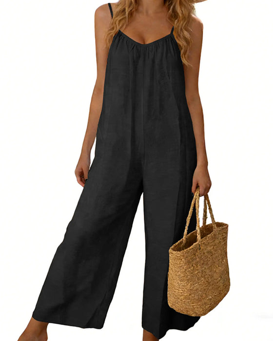 Jumpsuit Tynde Remme Enfarvet