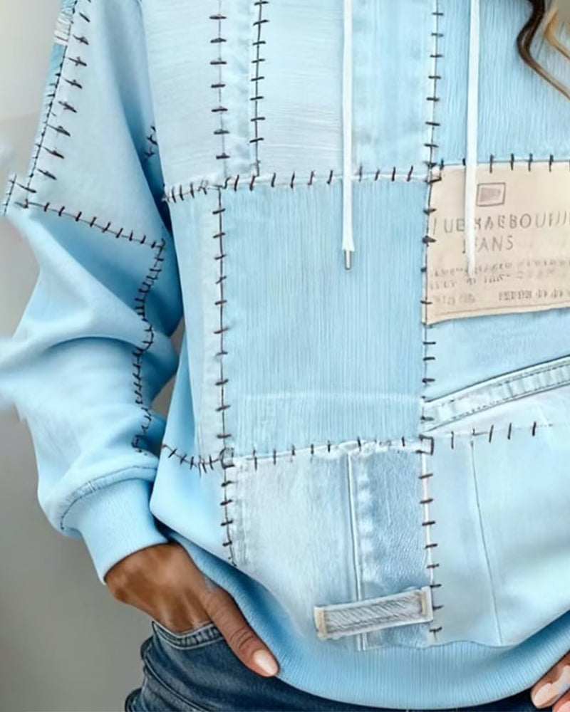 Løstsiddende Hættetrøje Med Farveblokning