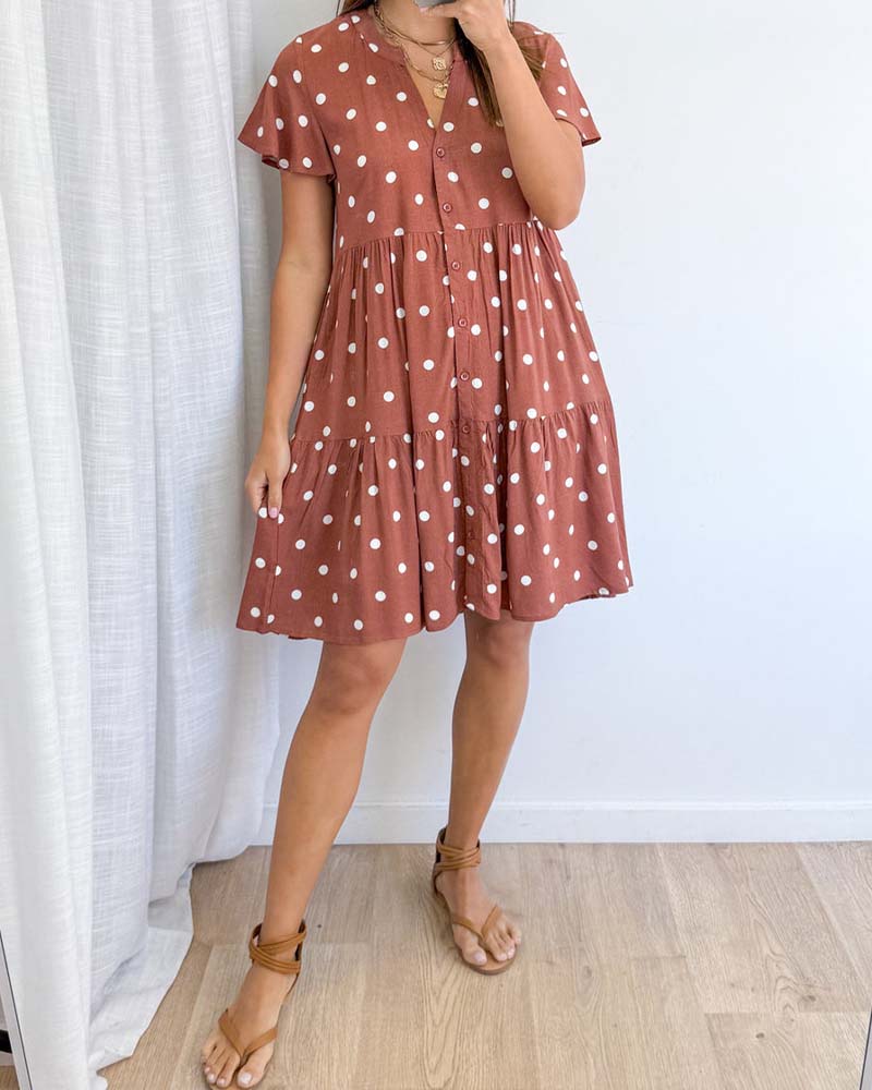 Kjole Prik Kortærme Skjorte