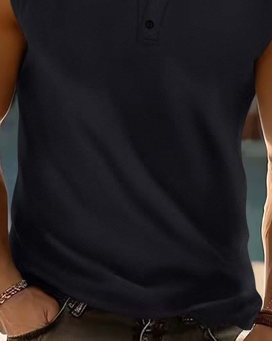 Tanktop Mænd Henley Ensfarvet Sport