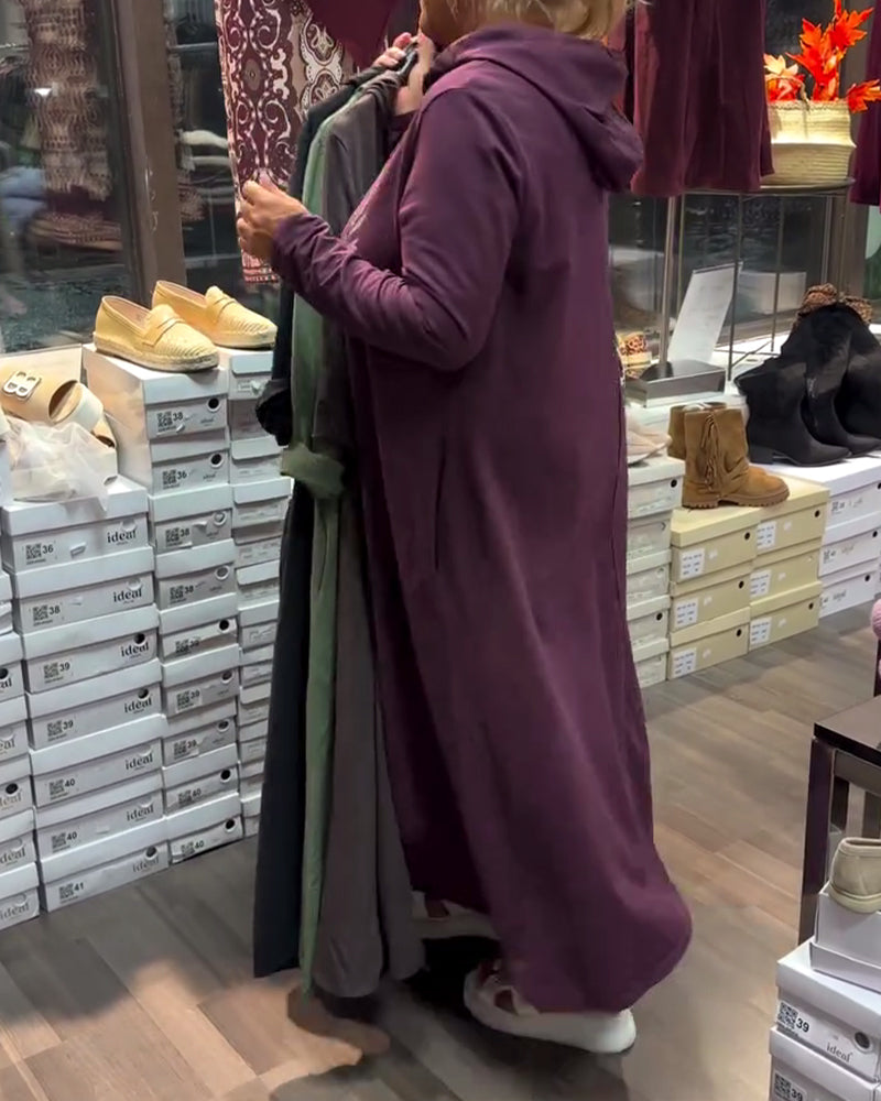 Kjole Med Hætte Trykt Sweatshirt