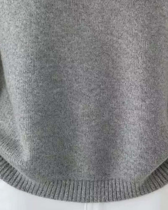 Sweater Revers Enfarvet Langærmet