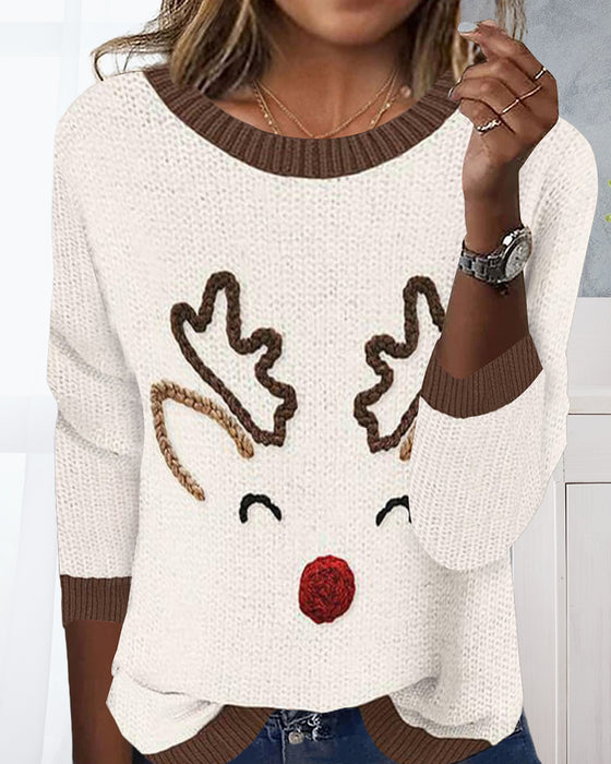 Sweater afslappet julemønster med rund hals