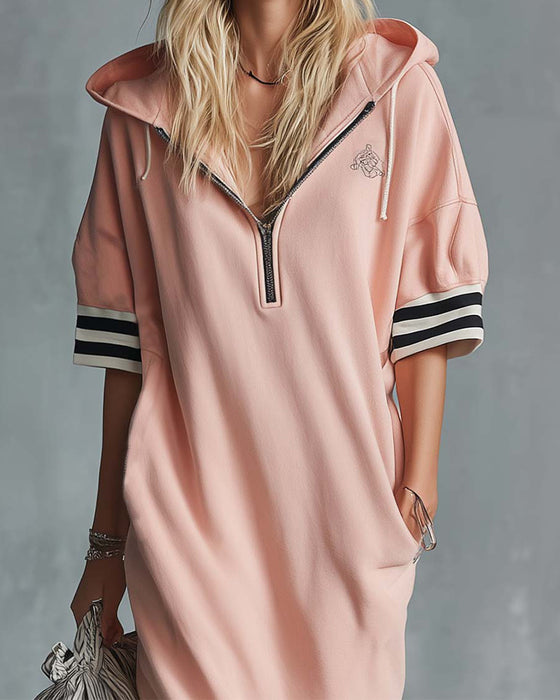 Kjole Kortærmet Hætte Sweatshirt