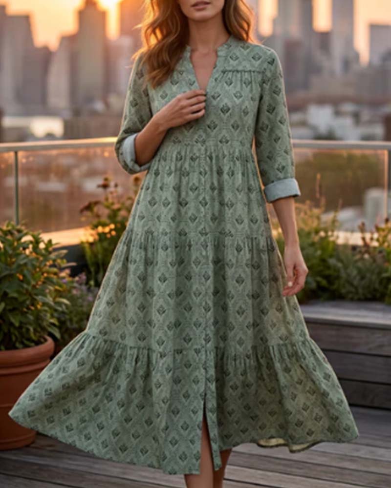 Kjole Vintage V-Udskæring Blomstret
