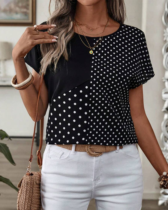 T-shirt Rund Hals Polka Dot Print