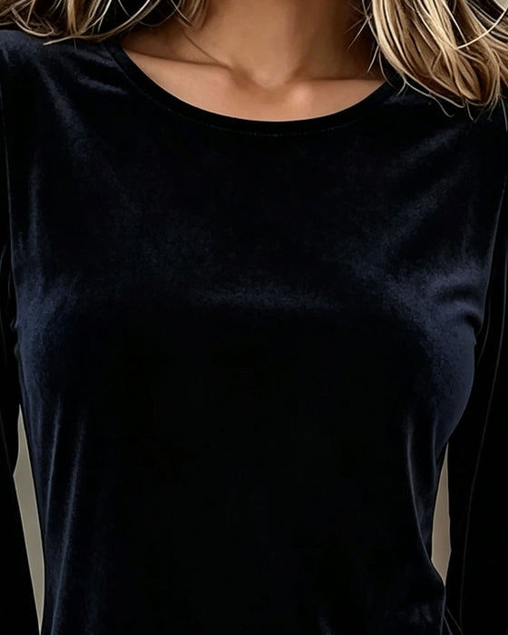 Top Rund Hals Pufærme Blonde Patchwork