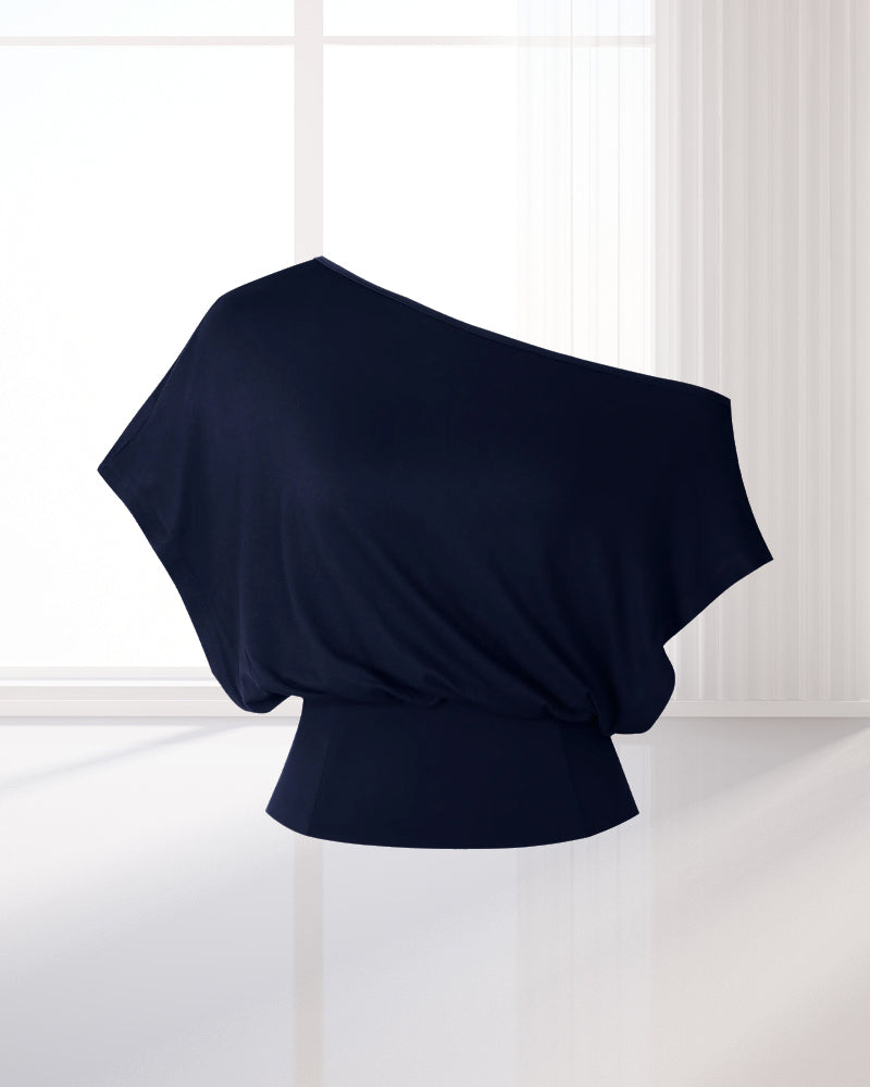 T-Shirt Asymmetrisk Kant Tætsiddende Flagermus