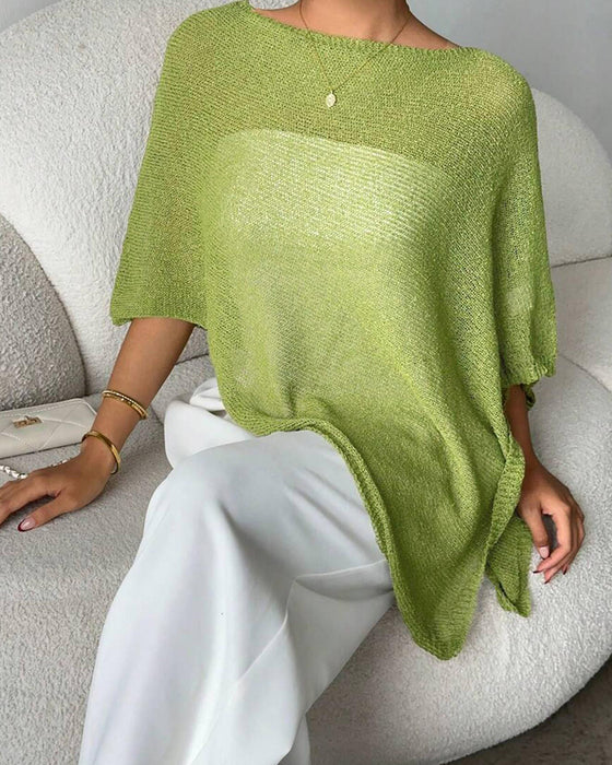 Pullover Kapestil Sweater Ensfarvet