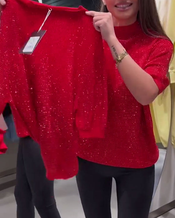 Pullover Turtleneck Kort Ærme Ensfarvet