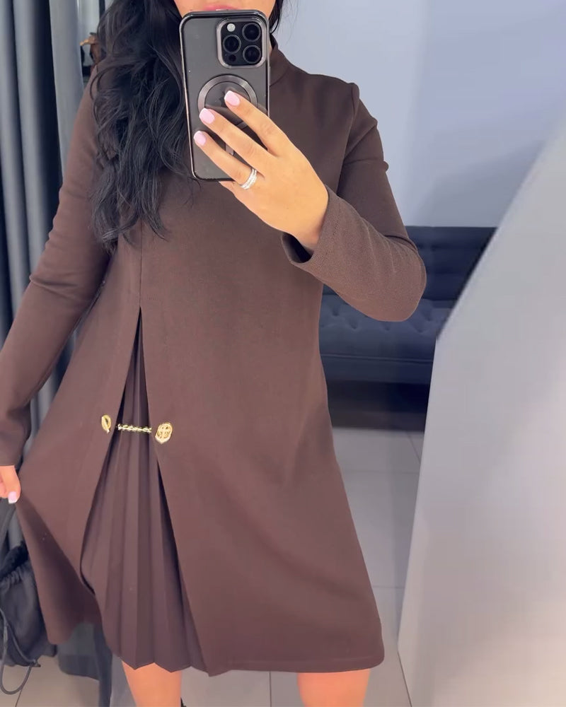 Elegant Kjole Med Malet Patchwork