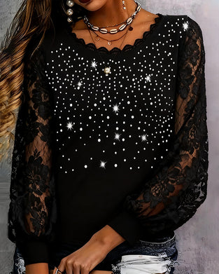 Moderne Bluse Med Patchwork-Tryk