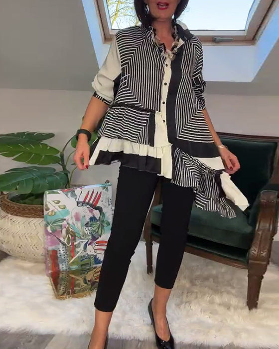 Patchworkskjorte i uregelmæssig stil