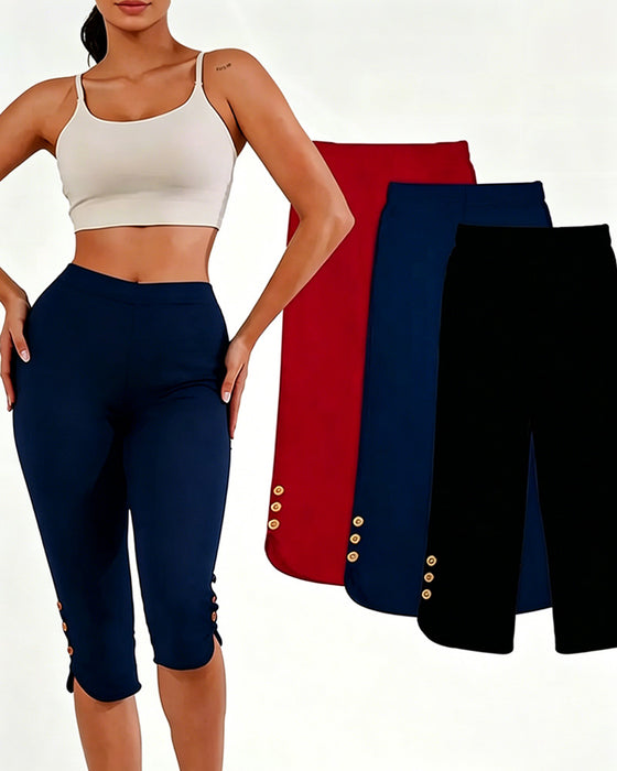 Leggings Ensfarvet Slim-Fit Afkortet