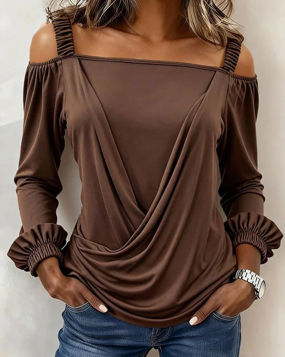 Top Camisole Off-Skulder Kryds Puff-Ærme