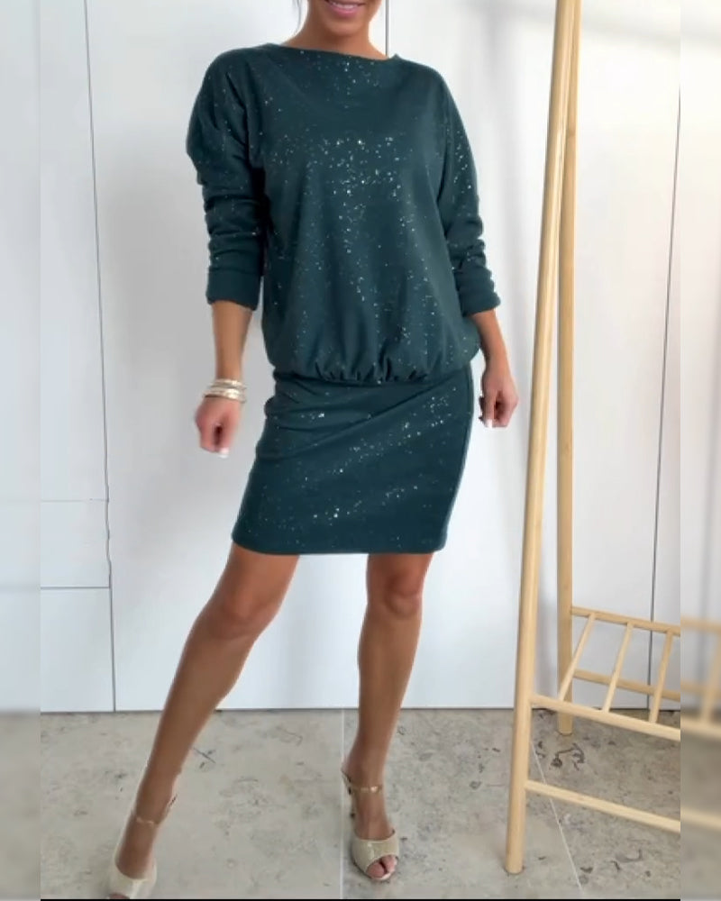 Kjole Rund Hals Fin Glitter Modne